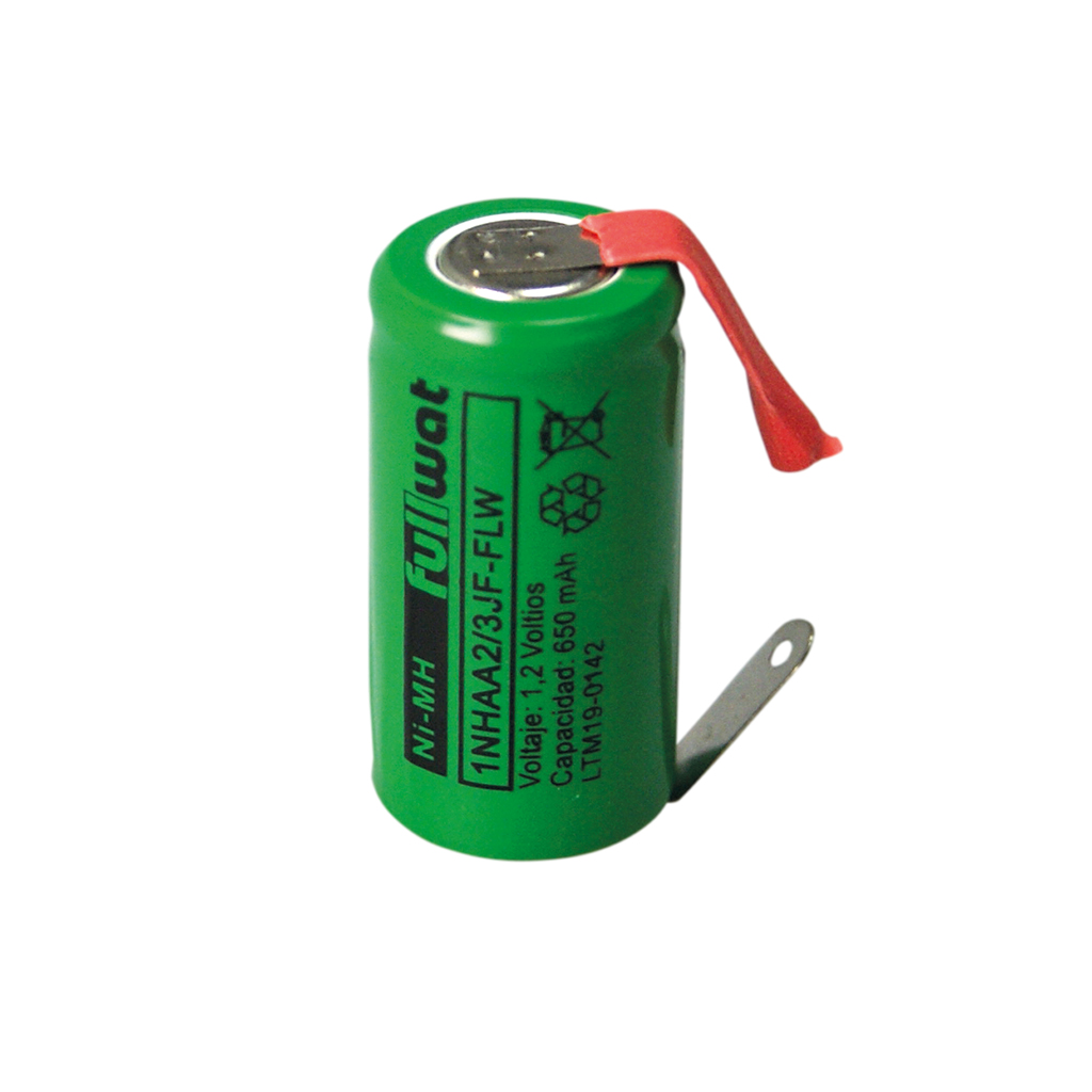 FULLWAT - 1NHAA2/3JF-FLW. Ni-MH cylindrical rechargeable battery. Industrial range. 2/3AA model . 1,2Vdc / 0,650Ah