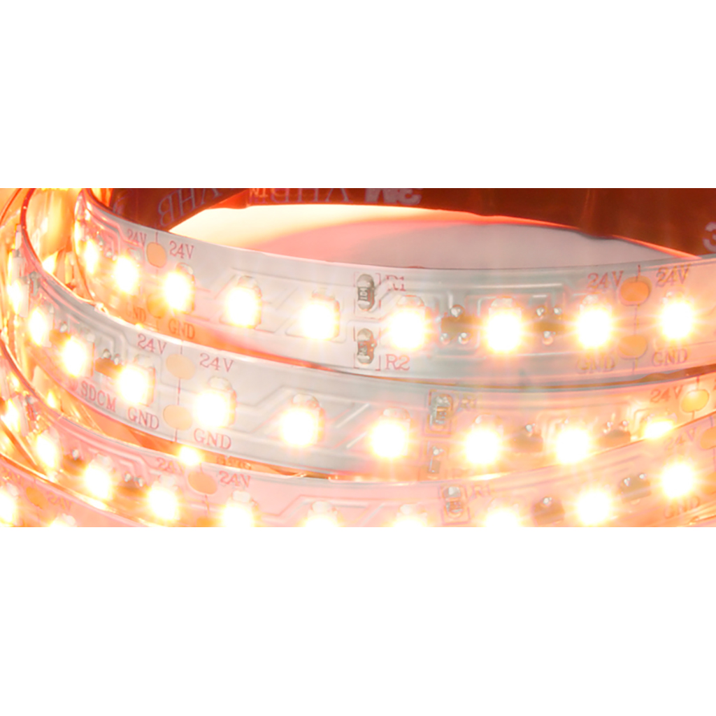 FULLWAT - CCTX-2835-21-2X. LED strip for decoration | lighting application. Professional Series. 2100K Extra-warm white. 24Vdc - 19,2W/m - 120 led/m - 2175 Lm/m - CRI>83 - IP20 - 5m