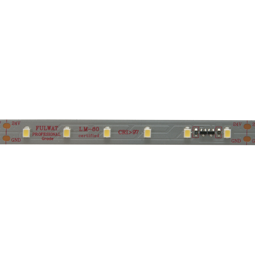 FULLWAT -  CCTX-2835-BF97-X.  Fita LED  profissional  especial para decoração | iluminação . Série profissional .  Branco frio - 6500K.  CRI>97 - 24Vdc - 12W/m- 1200 Lm/m - IP20 - 60 led/m - 5m