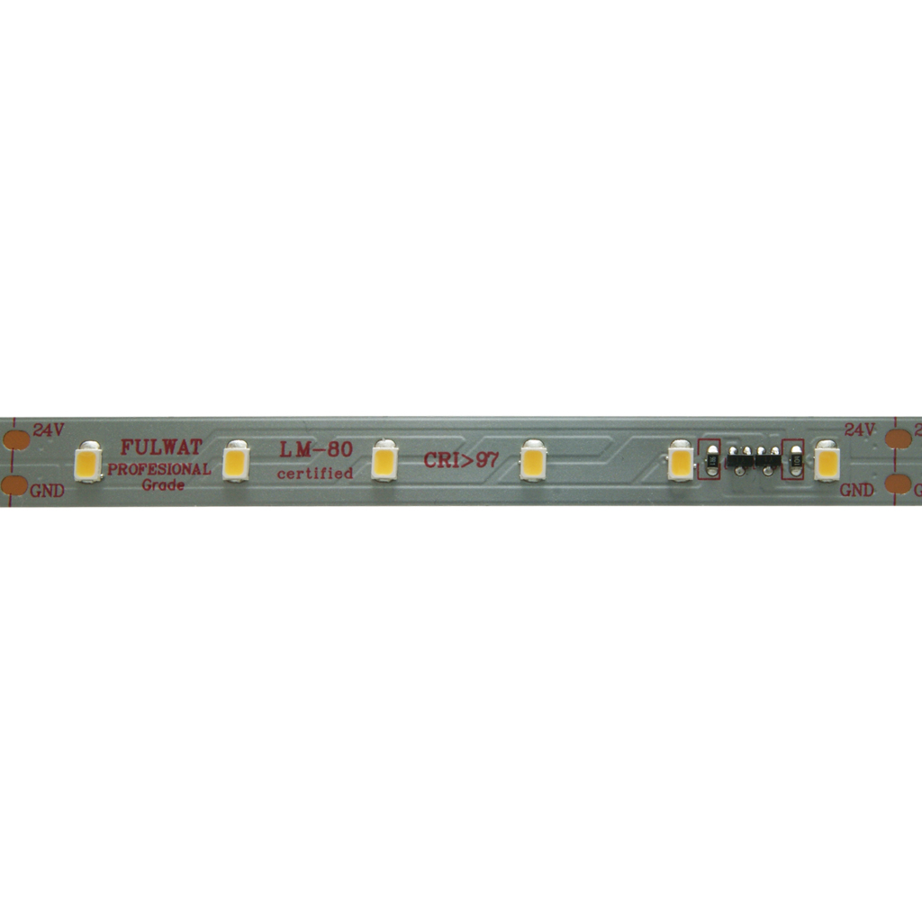 FULLWAT -  CCTX-2835-BN97-X.  Fita LED  profissional  especial para decoração | iluminação . Série profissional .  Branco natural - 4000K.  CRI>97 - 24Vdc - 12W/m- 1170 Lm/m - IP20 - 60 led/m - 5m