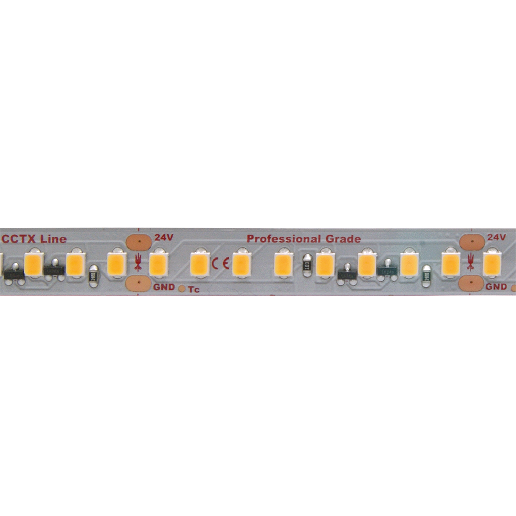 FULLWAT - CCTX-2835P-BH-2X. LED strip for decoration | lighting application. Professional Series. 2700K Extra-warm white. 24Vdc - 23W/m - 160 led/m - 3704 Lm/m - CRI>83 - IP20 - 5m