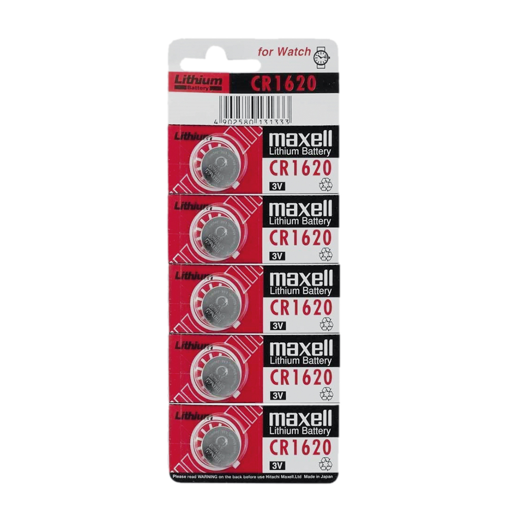 MAXELL - CR1620M-NE. lithium battery. Button style.  Nominal voltage 3Vdc.