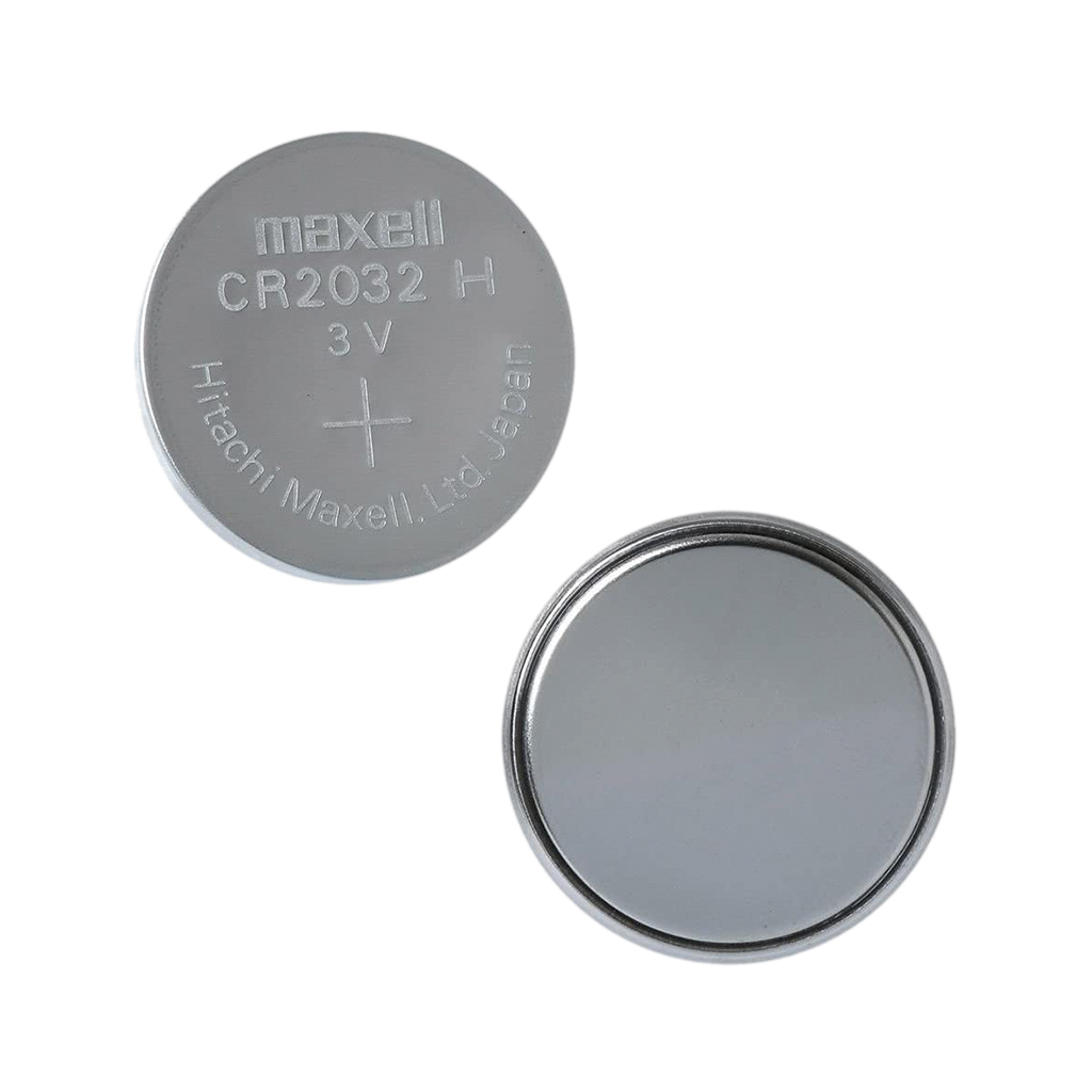 MAXELL - CR2032M. lithium battery. Button style.   Model CR2032. Nominal voltage 3Vdc.