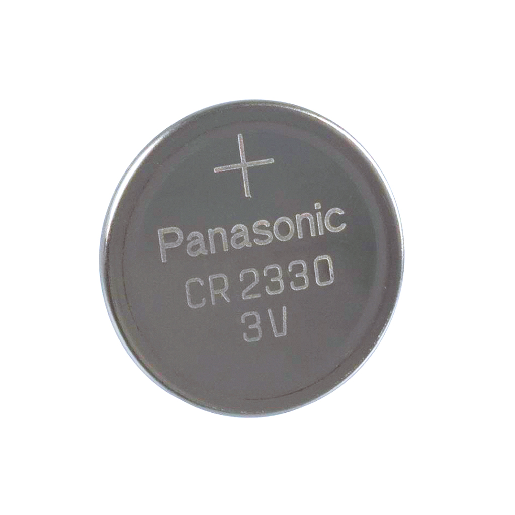 PANASONIC - CR2330. lithium battery. Button style.   Model CR2330. Nominal voltage 3Vdc.