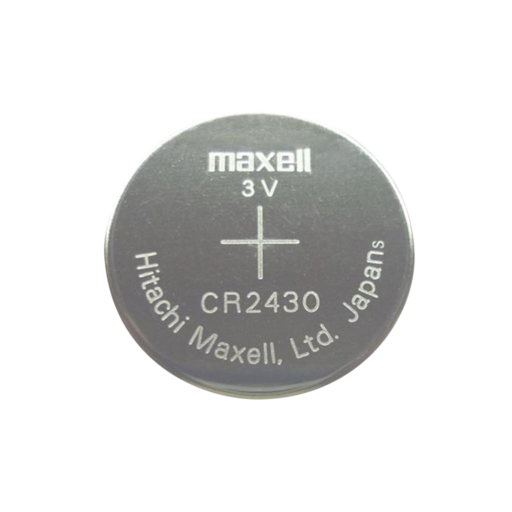MAXELL - CR2430M. lithium battery. Button style.   Model CR2430. Nominal voltage 3Vdc.