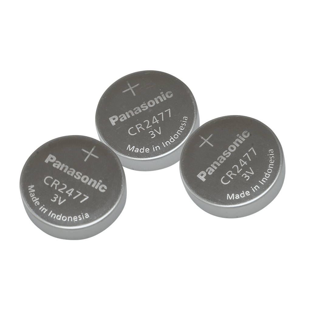 PANASONIC - CR2477. Pila de litio en formato botón. Tensión nominal 3Vdc