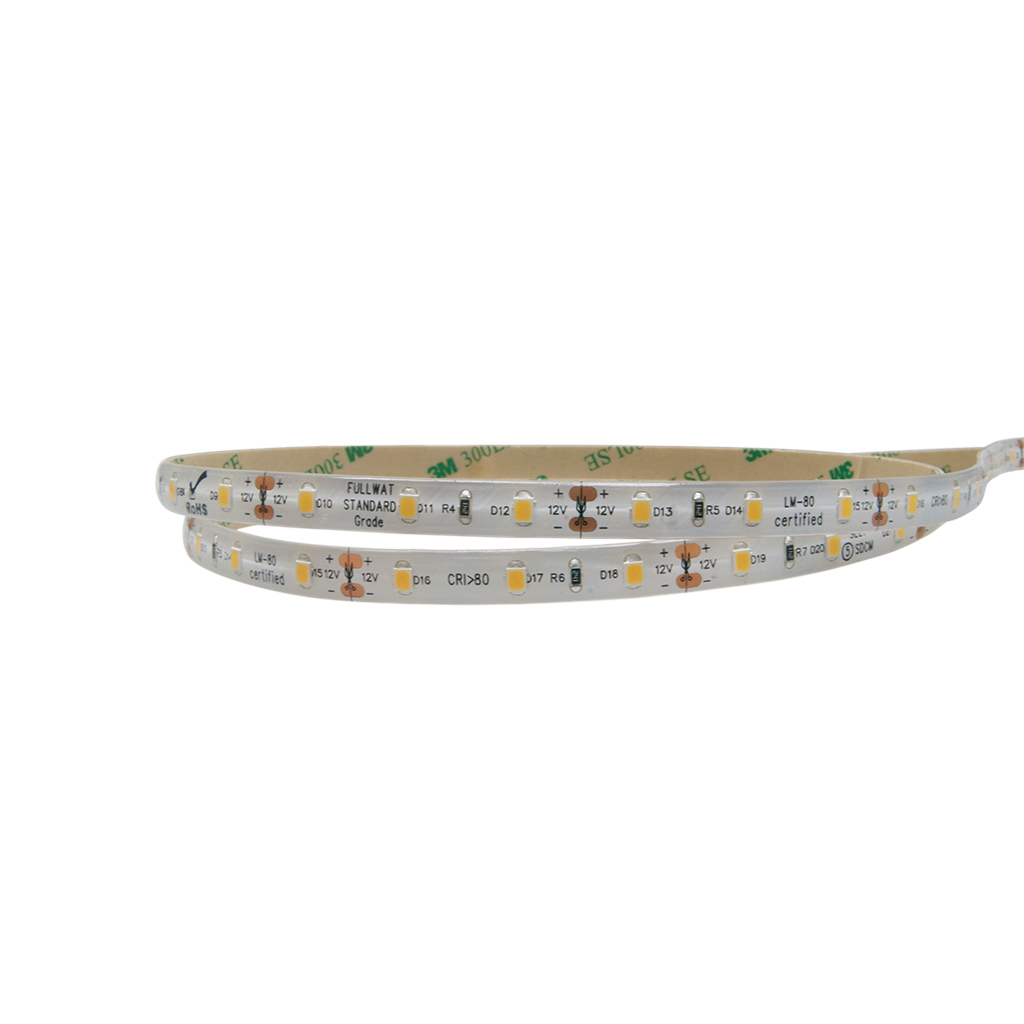 FULLWAT -  DOMOX-2835-21-001WP.  Fita LED  normal  especial para decoração | iluminação . Série standard .  Branco extra quente - 2100K.  CRI>83 - 12Vdc - 3W/m- 400 Lm/m - IP54 - 60 led/m - 5m