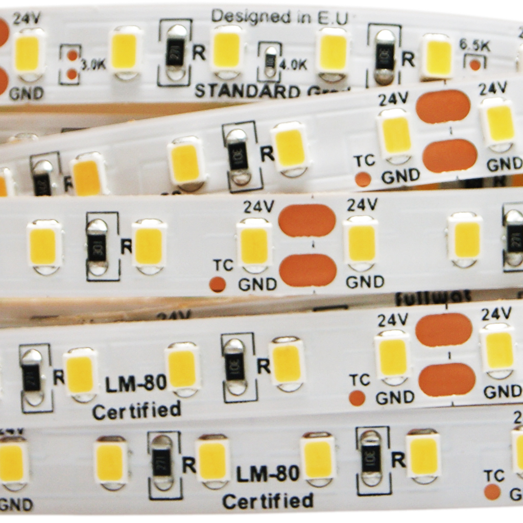 FULLWAT - DOMOX-2835-BN-002X. LED-Streifen  normalspeziell für dekoration | beleuchtung. Reihe standard . Naturweiß - 4000K. CRI>83 - 24Vdc - 6W/m- 960 Lm/m - IP20 - 120 led/m- 5m
