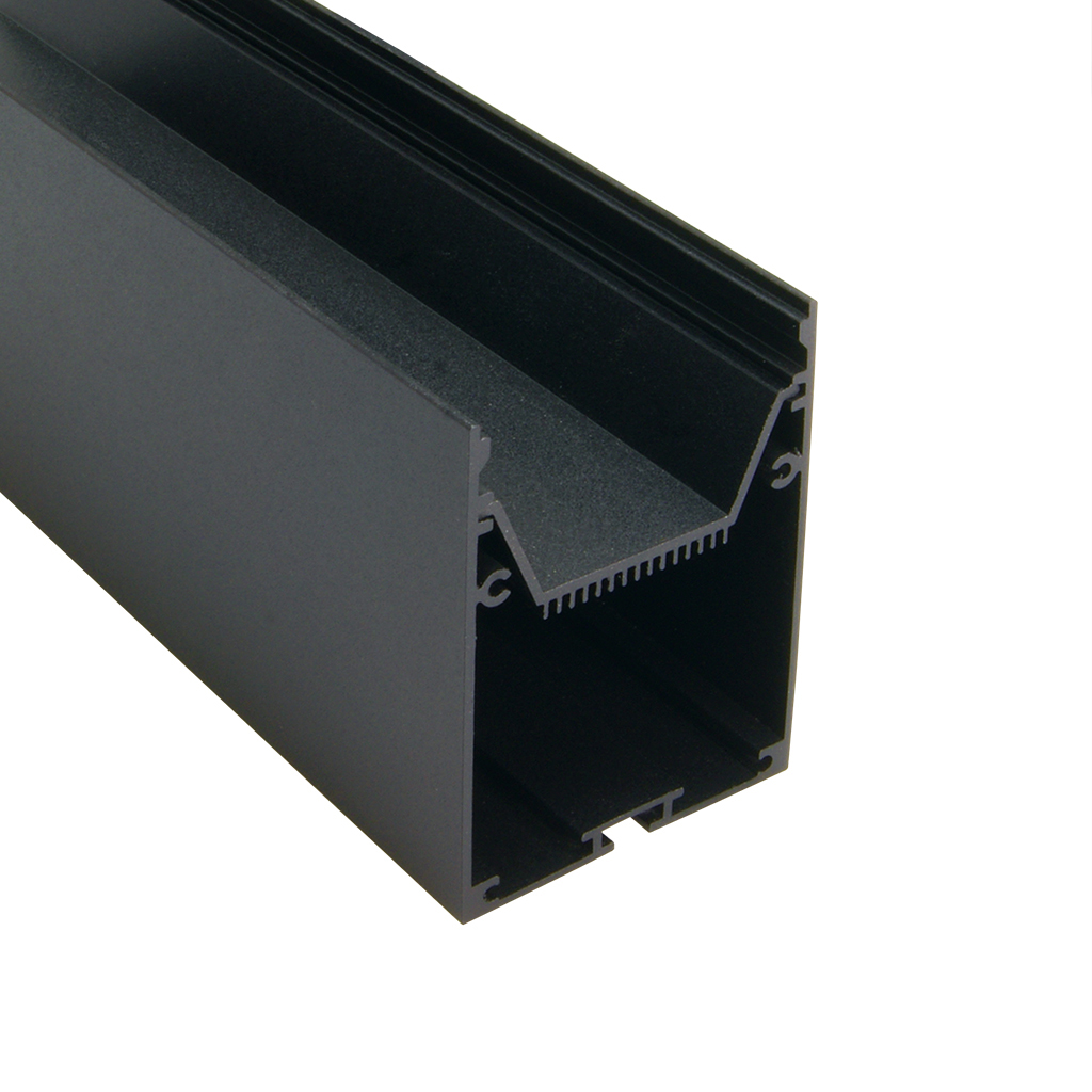 FULLWAT - ECOX-LUM-2-NG. Aluminum profile  for surface mounting. Black.  2000mm length - IP40