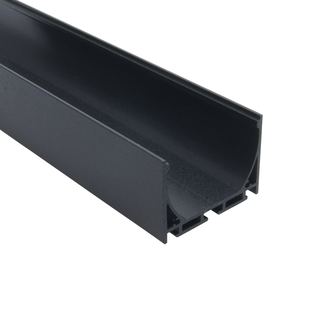 FULLWAT - ECOXG-50S-2-NG. Perfil de aluminio de superficie negro de estilo en "U" - 2000mm - IP40