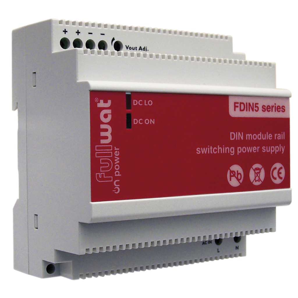 FULLWAT - FDIN5-24. 100W switching power supply, "DIN rail" shape. AC Input: 90 ~ 264 Vac. DC Output: 24Vdc / 4,2A