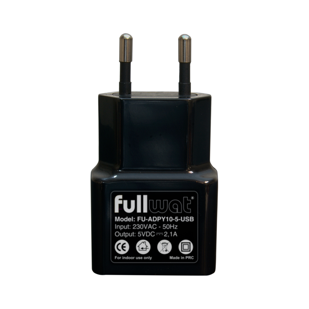 FULLWAT - FU-ADPY10-5-USB. Adaptador de tensión AC/DC de 10W. Entrada: 230 Vac. Salida: 5 Vdc / 2,1A