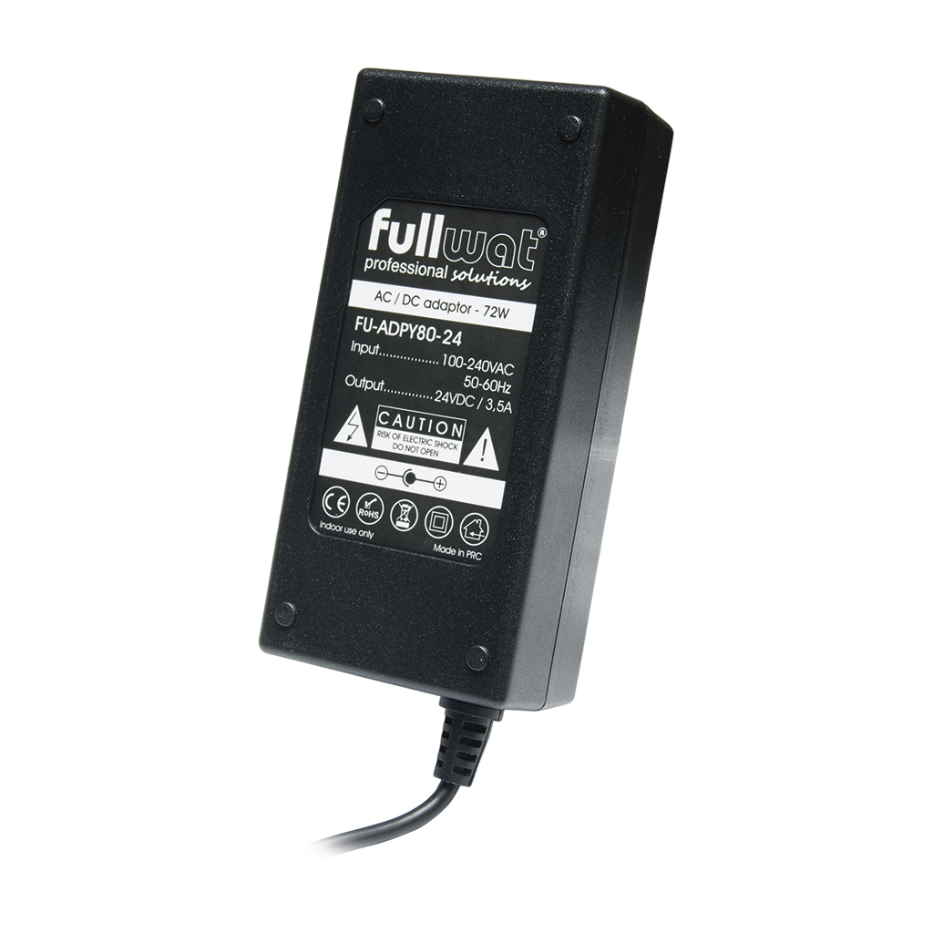 FULLWAT - FU-ADPY80-12. 80W AC/DC voltage adapter.Input Voltage: 100 ~ 240 Vac. DC Output Voltage: 12 Vdc / 7A