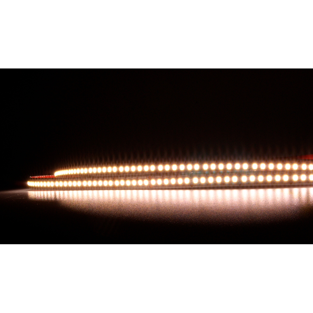 FULLWAT -  FU-BLF-2216-21-4X.  Fita LED  profissional  especial para decoração | iluminação . Série profissional .  Branco extra quente - 2100K.  CRI>80 - 24Vdc - 24W/m- 1800 Lm/m - IP20 - 300 led/m - 5m