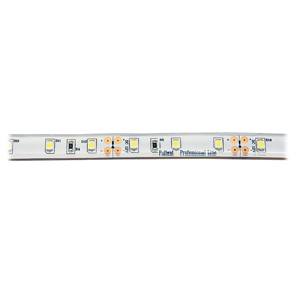 FULLWAT - FU-BLF-3528-AB-001W. LED strip for decoration application. Professional SeriesAmber. 12Vdc - 4W/m - 60 led/m - 155 Lm/m - IP67 - 5m