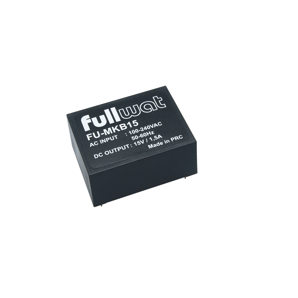 FULLWAT - FU-MKB15. Source d'alimentation commuté de 23W en format "PCB". Entrée: 100 ~ 240 Vac. Sortie: 15Vdc / 1,5A