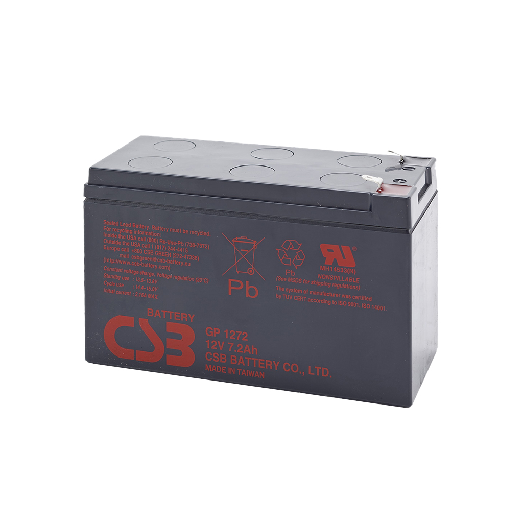 CSB - GPL1272. Lead Acid rechargeable battery. AGM technology. GP series. 12Vdc. / 7,2Ah  Stationary application.