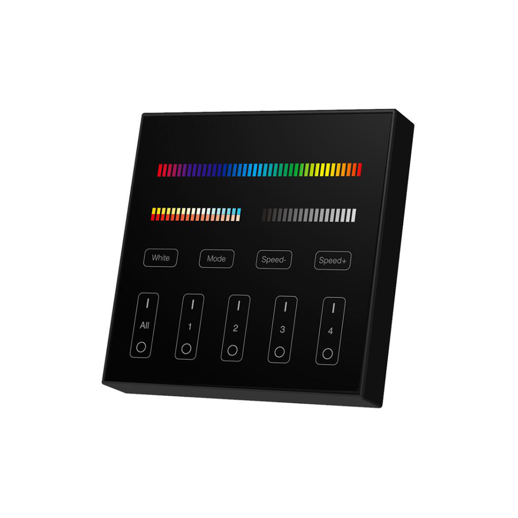 FULLWAT - LENNY-PAN-B4-N. Wand-Touchpanel Farbe schwarz für  4 Zone(n) und Modus(e) DIM | CCT | RGB | RGBW | RGBWW
