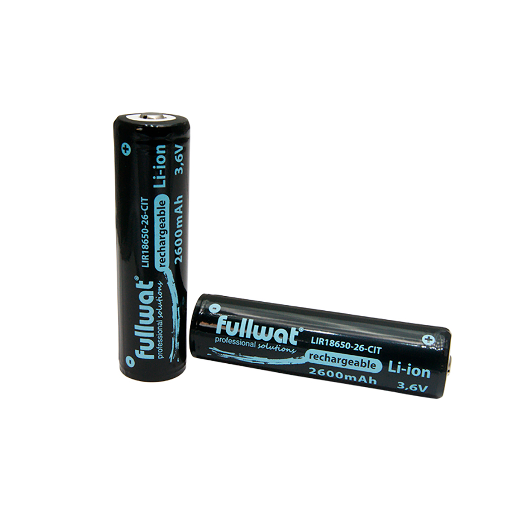 FULLWAT - LIR18650-26-CIT. Batteria ricaricabile cilindrica  di Li-Ion.  Gamma  consumatore.  Modello 18650. 3,6Vdc / 2,600Ah