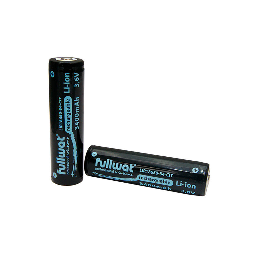 FULLWAT - LIR18650-34-CIT. Batteria ricaricabile cilindrica  di Li-Ion.  Gamma  consumatore.  Modello 18650. 3,7Vdc / 3,400Ah