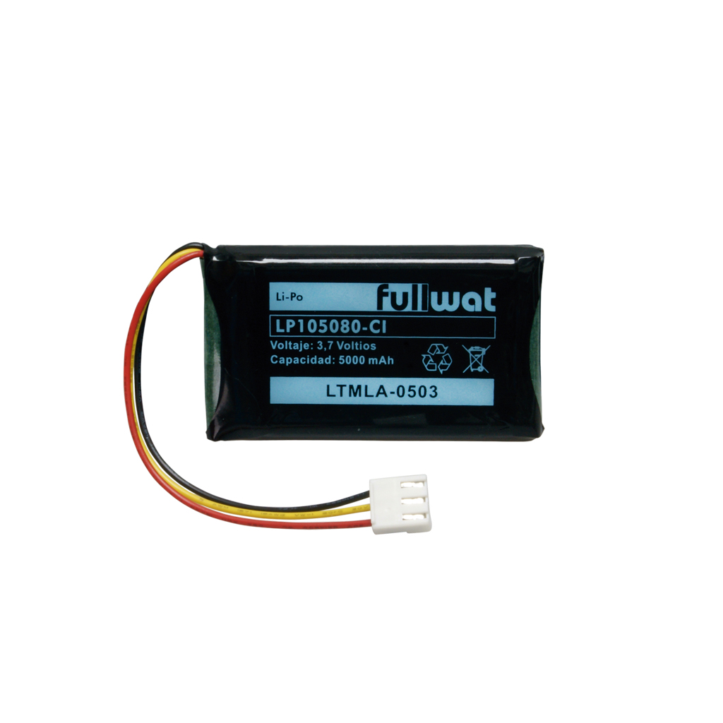 FULLWAT - LP105080-CI.Rechargeable Battery prismatics of Li-Po. Product Series industrial. Model 105080. 3,7Vdc / 5Ah
