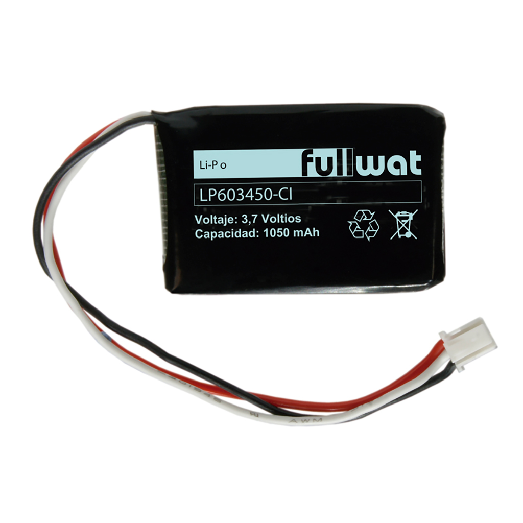 FULLWAT - LP603450-CI. Bateria recarregável prismática de Li-Po. Gama  industrial. Modelo 603450. 3,7Vdc / 1,050Ah