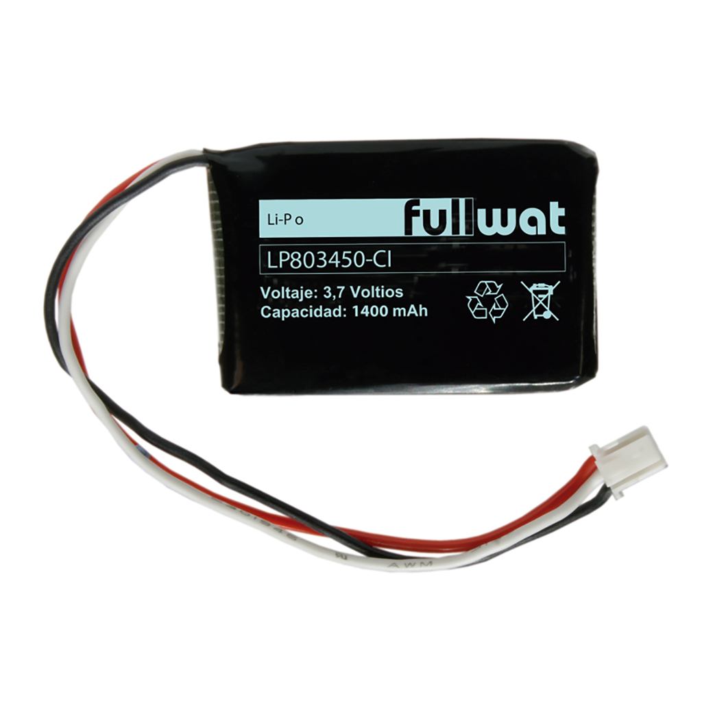 FULLWAT - LP803450-CI. Bateria recarregável prismática de Li-Po. Gama  industrial. Modelo 803450. 3,7Vdc / 1,400Ah