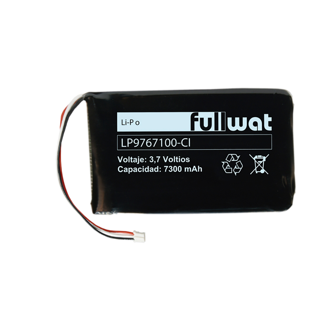 FULLWAT - LP9767100-CI. Batterie rechargeable prismatique de Li-Po. Gamme industrielle. Modèle 9767100. 3,7Vdc / 7,300Ah
