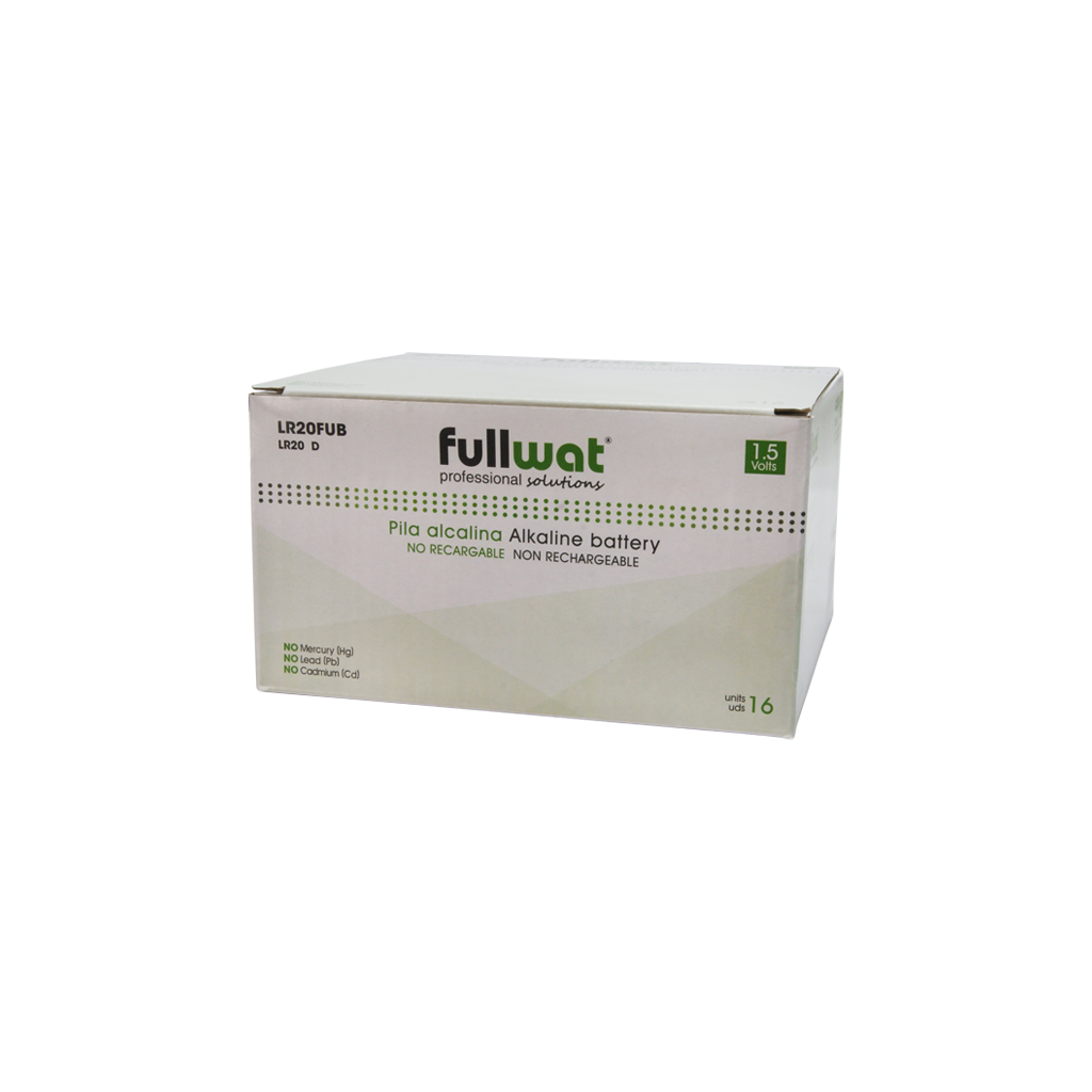 FULLWAT - LR20FUB. Pila alcalina en formato cilíndrica. Modelo D (LR20). Tensión nominal 1,5Vdc