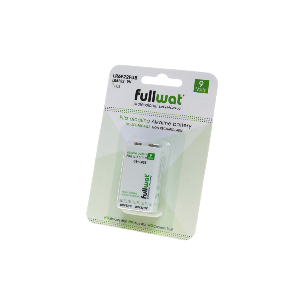 FULLWAT - LR6F22FUB. Pile alcaline format grand public | retail. Taille 6F22. Voltage nominale 9Vdc