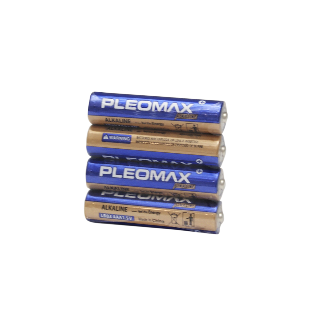PLEOMAX BY SAMSUNG - LRS03. Cylindrical shape alkaline battery. AAA (LR03) size. 1,5Vdc rated voltage.