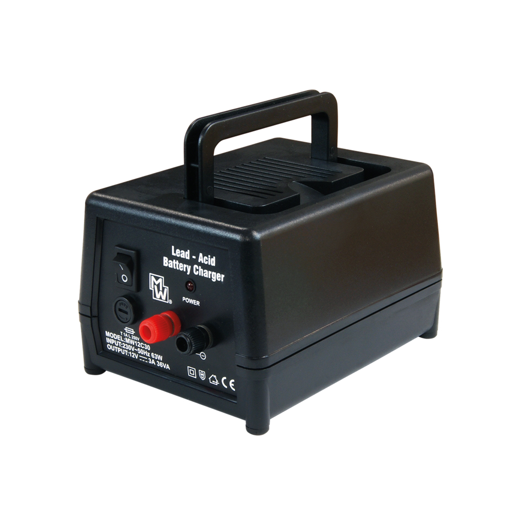 MINWA - MW12C30.  Lead-acid battery charger. For Calcium | Gel | AGM types. Input voltage: 230 Vac  - Output voltage: 13,8 Vdc.