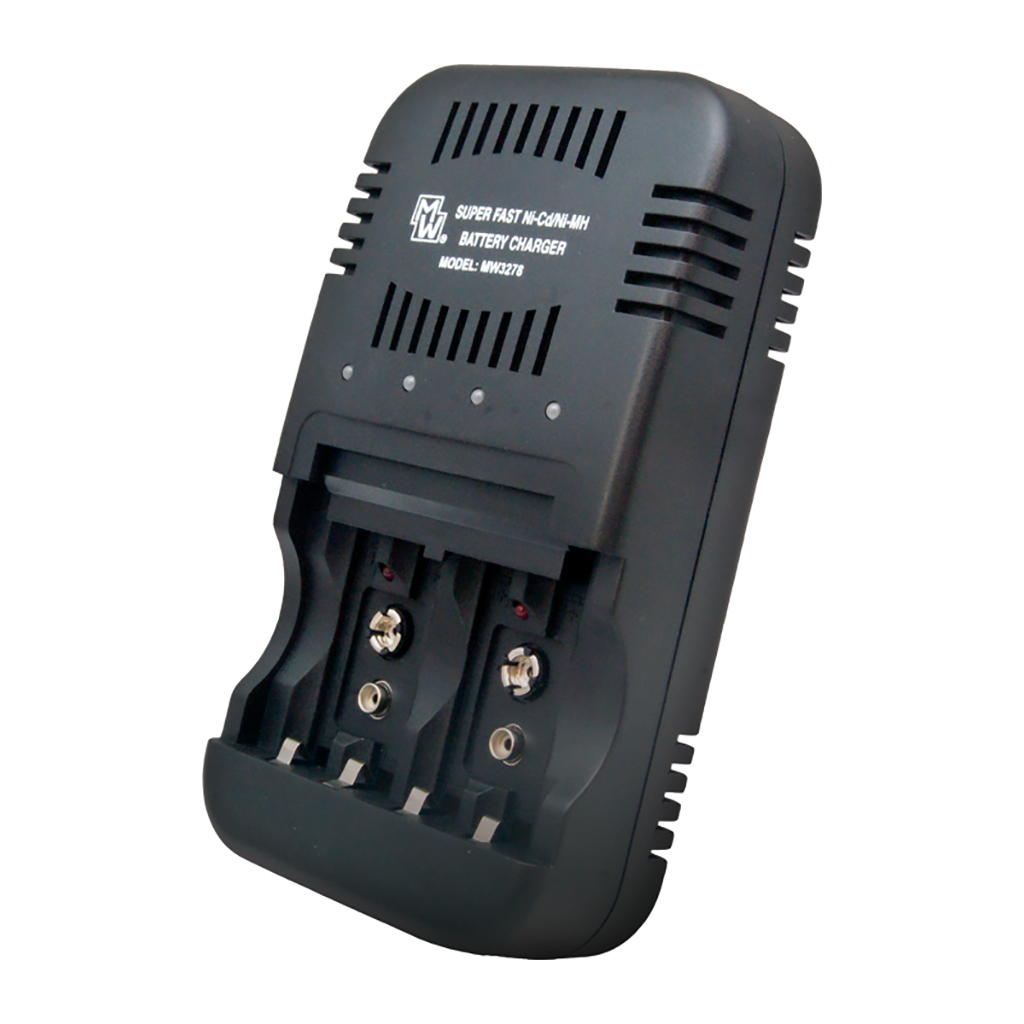 MINWA - MW3278.  Ni-Cd | Ni-MH battery charger. For R6 / AA | R03 / AAA | 6F22 / 9V types. Input voltage: 100 ~ 240 Vac : 12 ~ 13,8Vdc
