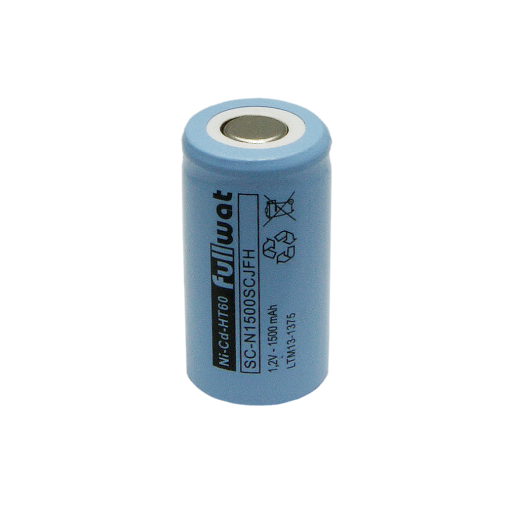 FULLWAT - N1500SCJFH. Bateria recarregável em formato  cilíndrico de Ni-Cd. Gama industrial. Modelo SC . 1,2Vdc / 1,500Ah