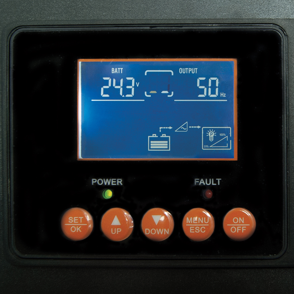 FULLWAT - PDA3000SS-24D. Convertidor de tensión DC/AC de 3000W de onda senoidal pura. Entrada: 20 ~ 30Vdc. Salida: 220 ~ 240Vac