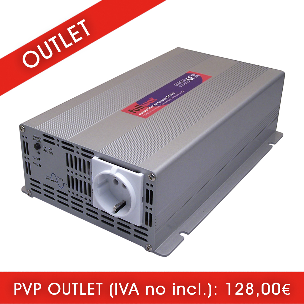 FULLWAT - PDA600S-12N. Convertisseur de voltage DC/AC 600W d' onde sinusoïdale pure. Voltege d'entrée: 10 ~ 16Vdc. Voltage de sortie: 230Vac