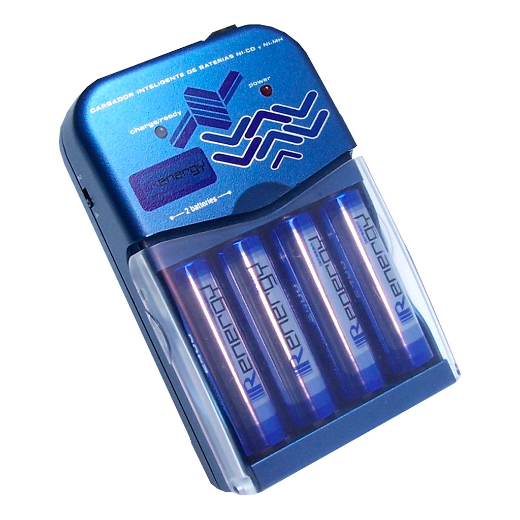 RENERGY - REC001-4X2500. Cargador para baterías de tipo R6 / AA de tecnología Ni-Cd | Ni-MH. Entrada 100 ~ 240 Vac : 12 ~ 13,8Vdc