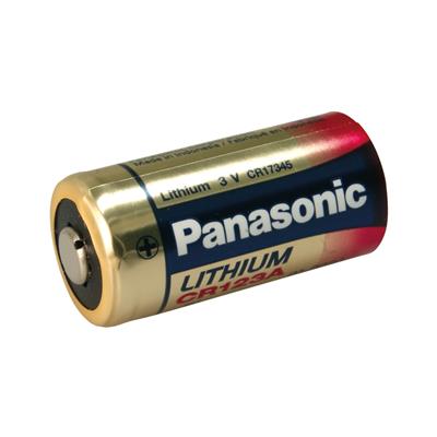 PANASONIC - CR123P-NE. Pile lithium en format cylindrique. Modèle CR123. Voltage nominale 3Vdc