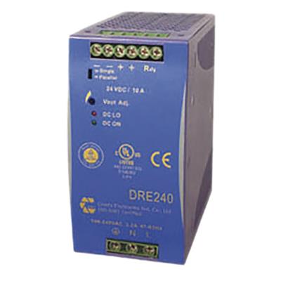 FULLWAT - DRA240-24A. 240W switching power supply, "DIN rail" shape. AC Input: 115 ~ 230  Vac. DC Output: 24Vdc / 10A