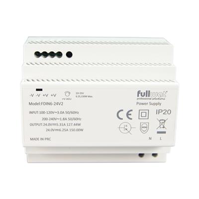 FULLWAT - FDIN6-12V2. 135,6W switching power supply, "DIN rail" shape. AC Input: 100 ~ 240 Vac. DC Output: 12Vdc / 11,3A