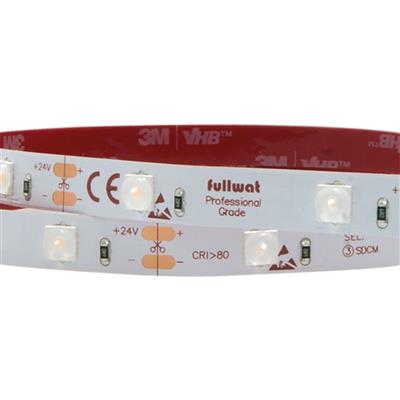 FULLWAT -  FU-BLF-5060-BC-L160X.  Fita LED  sinalética  especial para sinalética . Série profissional .  Branco quente - 3000K.  CRI>80 - 24Vdc - 16,5W/m- 1500 Lm/m - IP20 - 28 led/m - 5m