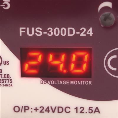 FULLWAT - FUS-300D-24.  Schaltnetzteil von 300W im "DIN-Schiene"-Format. Eingang: 90 ~ 132 | 180 ~ 264  Vac . Ausgang: 24Vdc . / 12,5A