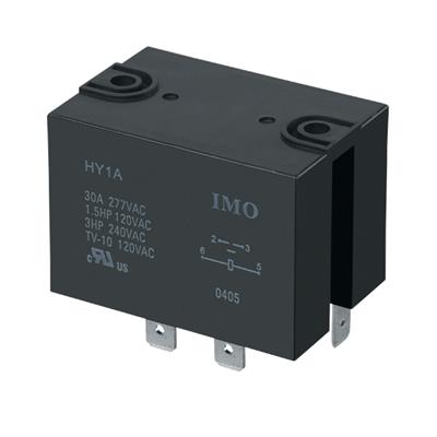IMO - HY1A-1-12VDC. Relé de tipo  Potencia con bobina de 12Vdc y contactos de 30A. (1 contacto normalmente abierto)