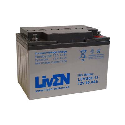 LIVEN - LEVG60-12. Bateria recarregável de Ácido de chumbo en tecnologia GEL-VRLA. Série LEVG. 12Vdc / 60Ah para utilização e uso  cíclica 