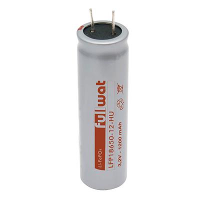 FULLWAT - LFP18650-12HU. Batterie rechargeable cylindrique de Li-FePO4. Gamme industrielle. Modèle 18650. 3,2Vdc / 1,200Ah