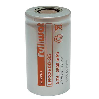 FULLWAT - LFP32600-35. Batterie rechargeable cylindrique de Li-FePO4. Gamme industrielle. Modèle D. 3,2Vdc / 3,500Ah