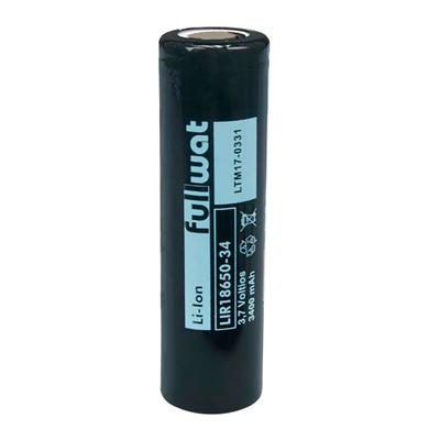 FULLWAT - LIR18650-34. Bateria recarregável cilíndrica de Li-Ion. Gama  industrial. Modelo 18650. 3,7Vdc / 3,400Ah