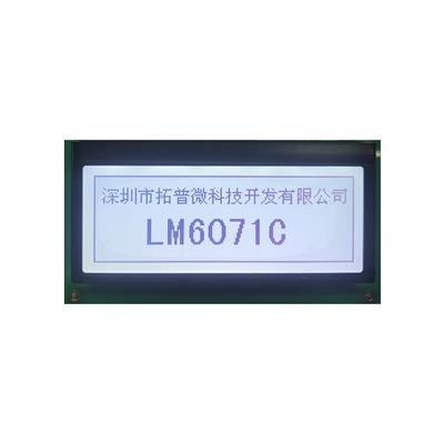 TOPWAY - LM6071CCW. Single color chart LCD display. Transflective with FSTN and resolution 192 x 64mm. 3Vdc supply voltage. White background / Black color character.