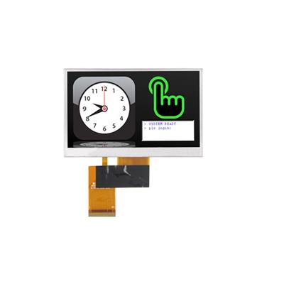 TOPWAY - LMT043DFFFWD-4. Color TFT chart LCD display. Transmissive with TFT and resolution 480 x 272mm. 3Vdc supply voltage. White background / RGB color character.