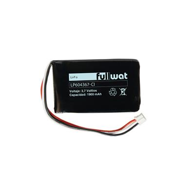 FULLWAT - LP604367-CI.Rechargeable Battery prismatics of Li-Po. Product Series industrial. Model 604367. 3,7Vdc / 1,900Ah